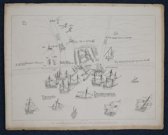 C.J. Smith The Attack made by the French Fleet upon Brighthelmstone, AD1545 10 x 12.75in., unframed